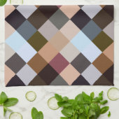 Brawn Gray Dark Mauve Taupe Squares Mosaikmuster Geschirrtuch (Gefaltet)