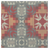 Brawn Gray Dark Red Orange Taupe Beige Ethnic Look Stoff (Nahaufnahme)