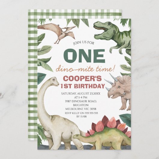 Brawn Green Foliage Dinosaur Geburtstag Einladung