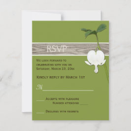 Brawn Green Ivory Bleeding Heart Wedding RSVP Einladung