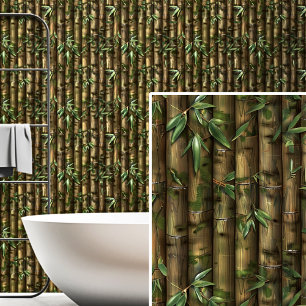 Brawn Green mit Blätter Bamboo Wall Fence Tapete