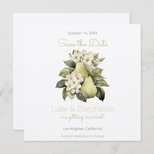 Brawn & Green Pear Squared Speichern Sie die Datum Save The Date (Vorne/Hinten)