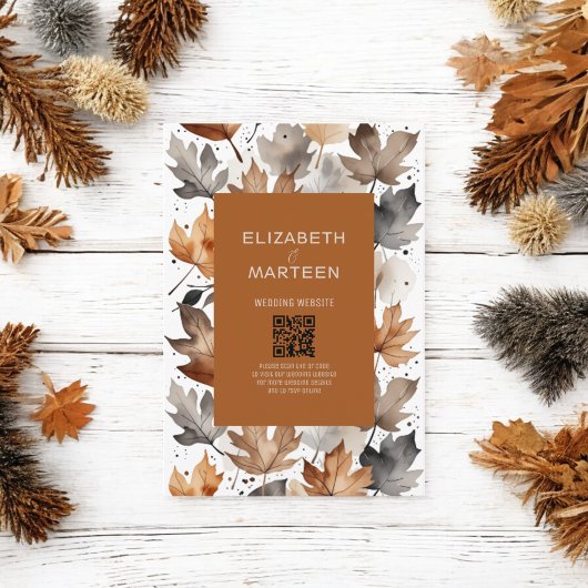 Brawn Grey Autumn Leaves Einladung Hochzeit