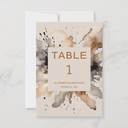 Brawn Grey Watercolor Herbstwochenende Tischnummer (Vorderseite)