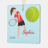 Brawn Hair Blue Eyes Tennis Player Keramikornament (Links)