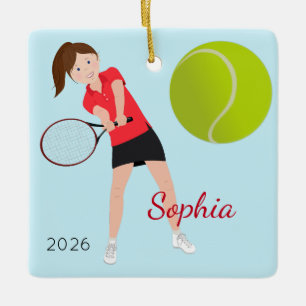 Brawn Hair Blue Eyes Tennis Player Keramikornament