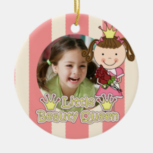 Brawn Hair Little Beauty Queen Foto Ornament
