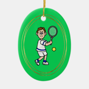 Brawn Hair Male Tennis Spieler Weihnachtsschmuck