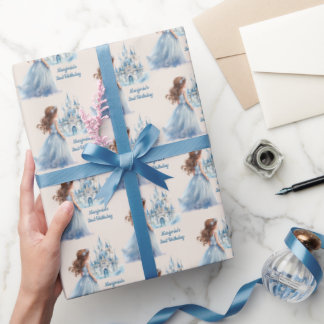 Brawn Hair Princess and Castle Geschenkpapier