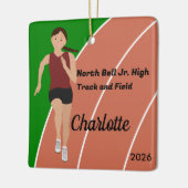 Brawn Hair Track and Field Girl in Maroon Black Keramikornament (Links)