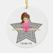 Brawn Haired Gymnast Girl Gymnastik Weihnachten Keramik Ornament (Vorne)