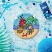 Brawn Haired Pirate Themed Birthday Party Pappteller (Party)