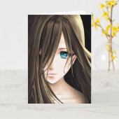 Brawn Hairs Blue Mit Augen Anime Girl Karte (Gelbe Blume)