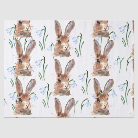 Brawn Hare and Snowdropp Decoupage Seidenpapier (Vorderseite)