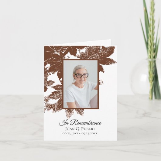 Brawn Herbstlaubs Beerdigungsdenkmal-Beileid Dankeskarte (Vorderseite)