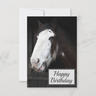 Brawn Horse on Farm Happy Birthday Card Karte