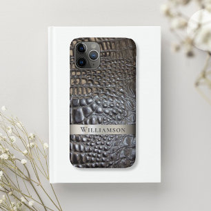 Brawn Ivory Reptile Digital Leather Titanium Metal Case-Mate iPhone Hülle