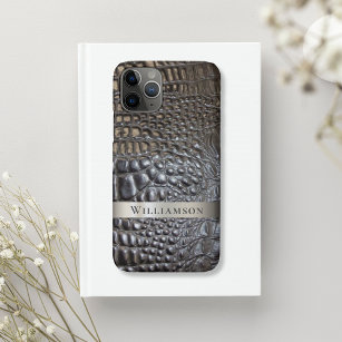 Brawn Ivory Reptile Digital Leather Titanium Metal Case-Mate iPhone Hülle