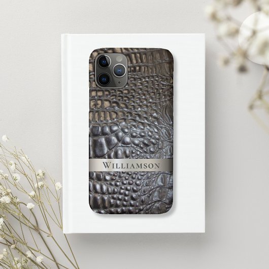 Brawn Ivory Reptile Digital Leather Titanium Metal Case-Mate iPhone Hülle