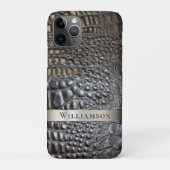 Brawn Ivory Reptile Digital Leather Titanium Metal Case-Mate iPhone Hülle (Rückseite)