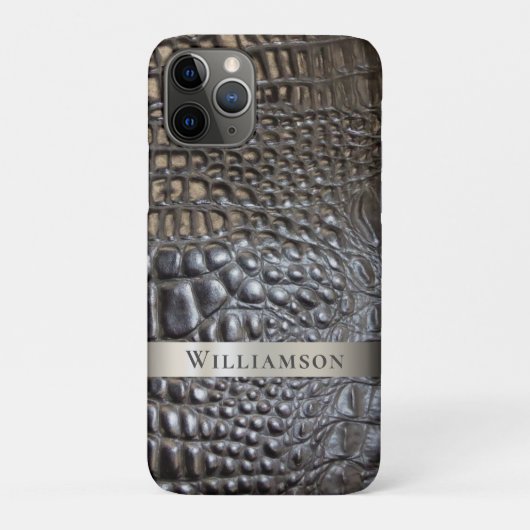 Brawn Ivory Reptile Digital Leather Titanium Metal Case-Mate iPhone Hülle (Rückseite)