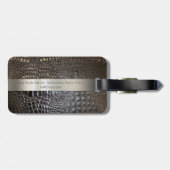 Brawn Ivory Reptile Digital Leather Titanium Metal Gepäckanhänger (Rückseite horizontal)