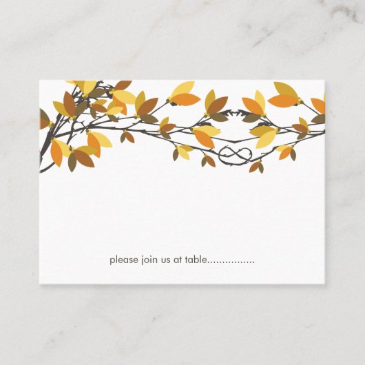 Brawn Knotted Liebe Trees Herbst Hochzeit Platzkarte (Vorderseite)