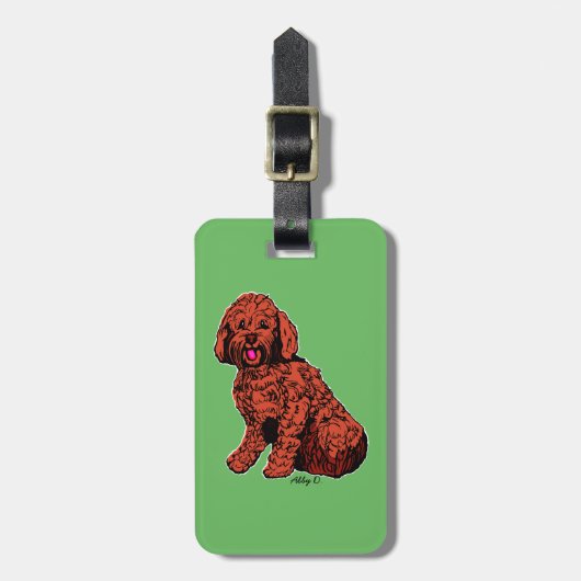 Brawn Labradoodor Green Luggage Tag Gepäckanhänger (Vorderseite vertikal)