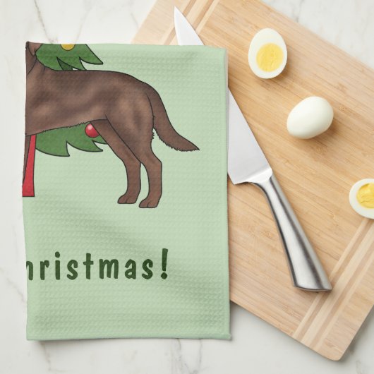 Brawn Labrador Retriever Dog mit Weihnachtsbaum Geschirrtuch (Viertel Falte)