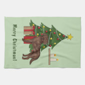 Brawn Labrador Retriever Dog mit Weihnachtsbaum Geschirrtuch (Horizontal)