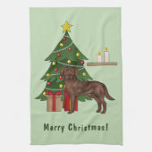 Brawn Labrador Retriever Dog mit Weihnachtsbaum Geschirrtuch (Vertikal)