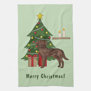 Brawn Labrador Retriever Dog mit Weihnachtsbaum Geschirrtuch
