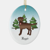 Brawn Labrador Retriever in einem Winterwald & Nam Keramik Ornament (Rechts)