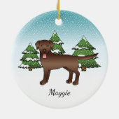 Brawn Labrador Retriever in einem Winterwald & Nam Keramik Ornament (Hinten)