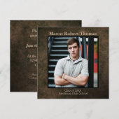Brawn Leather Square - Einladung zur Graduiertenpa (Vorne/Hinten)
