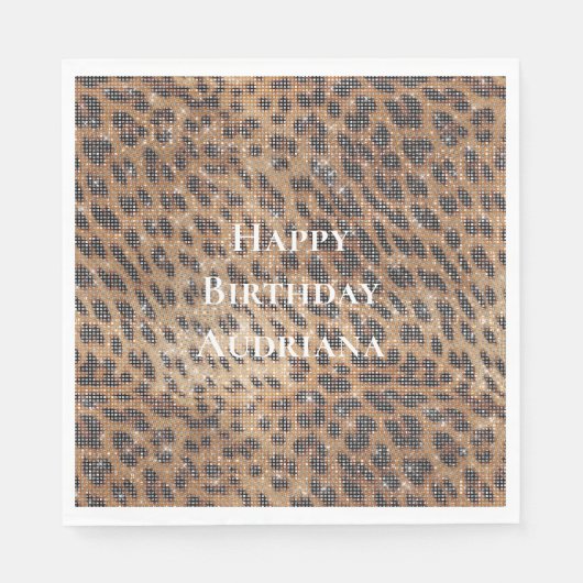 Brawn Leopard Animal Print Sparkon Serviette (Vorderseite)