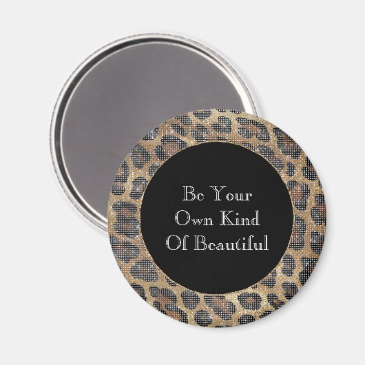 Brawn Leopard Animal Sparkle Magnet (Vorderseite/Rückseite)