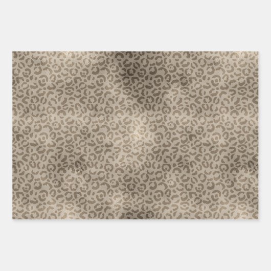 Brawn Leopard Print Gold Glitzer Funkeln Geschenkpapier Set (Vorderseite 2)