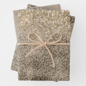 Brawn Leopard Print Gold Glitzer Funkeln Geschenkpapier Set (Beispiel)