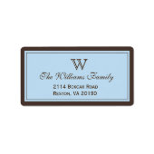 Brawn & Light Blue Classic Border Adressaufkleber (Vorne)