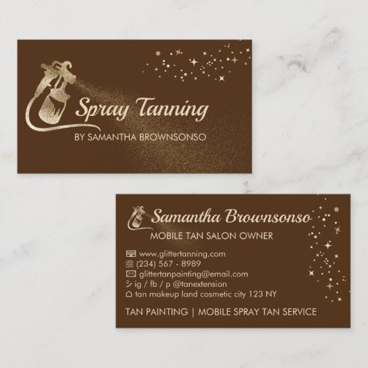 Brawn Light Elegance Calligraphy Tan Spray Visitenkarte (Vorne/Hinten)