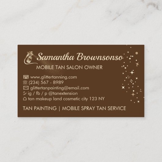 Brawn Light Elegance Calligraphy Tan Spray Visitenkarte (Rückseite)