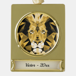 Brawn Lion über den Goldnamen und das Jahr Banner-Ornament Gold