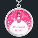 Brawn Long Hair Pink Wedding Bridesmaid Necklace Versilberte Kette<br><div class="desc">Wedding Keepake Wedding Party Necklaces - um die Hintergrundfarbe zu ändern - klicken Sie auf anpassen - klicken Sie auf Bearbeiten - wählen Sie das letzte Tool aus dem Drop-Down-Menü und wählen Sie eine der angezeigten Farben aus oder geben Sie Ihren RGB-Hex-Code für Ihre Hochzeitfarbe ein. Um die Schriftart-Farbe zu...</div>