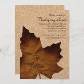 Brawn Maple Leaf Erntedank Dinner Einladung (Vorne/Hinten)