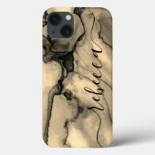 Brawn Marble Abstrakter Personalisierter Skriptnam Case-Mate iPhone Hülle (Rückseite)