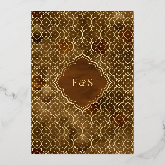 Brawn marokkanischer Bogenmuskel HochzeitGold Foil Folieneinladung (Rückseite)