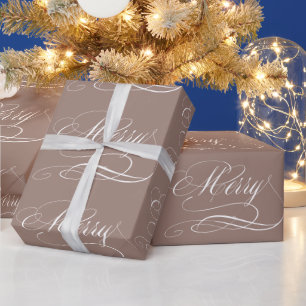 Brawn Merry Calligraphy Color 9C7F74 Geschenkpapier