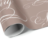 Brawn Merry Calligraphy Color 9C7F74 Geschenkpapier (Rolleneckpunkt)