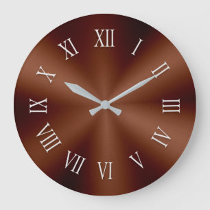 Brawn Metallic Clock mit Gemusterten römischen Za Große Wanduhr